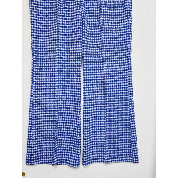 VTG 70s Houndstooth Plaid Knit High Rise Wide Leg Pants Disco - Picture 4 of 12